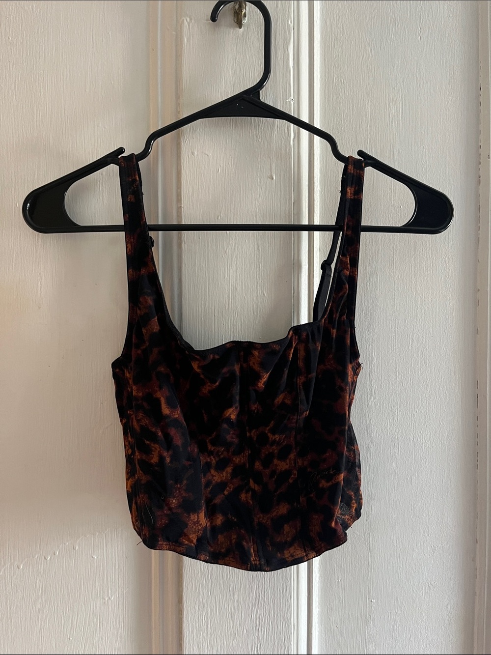 Leopard Print Square Neck Corset Tank Top